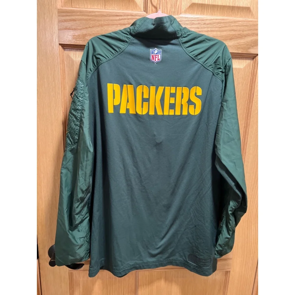Men's Large Nike Green Packers Wind Breaker Half Zip Jacket Size L - Picture 7 of 9